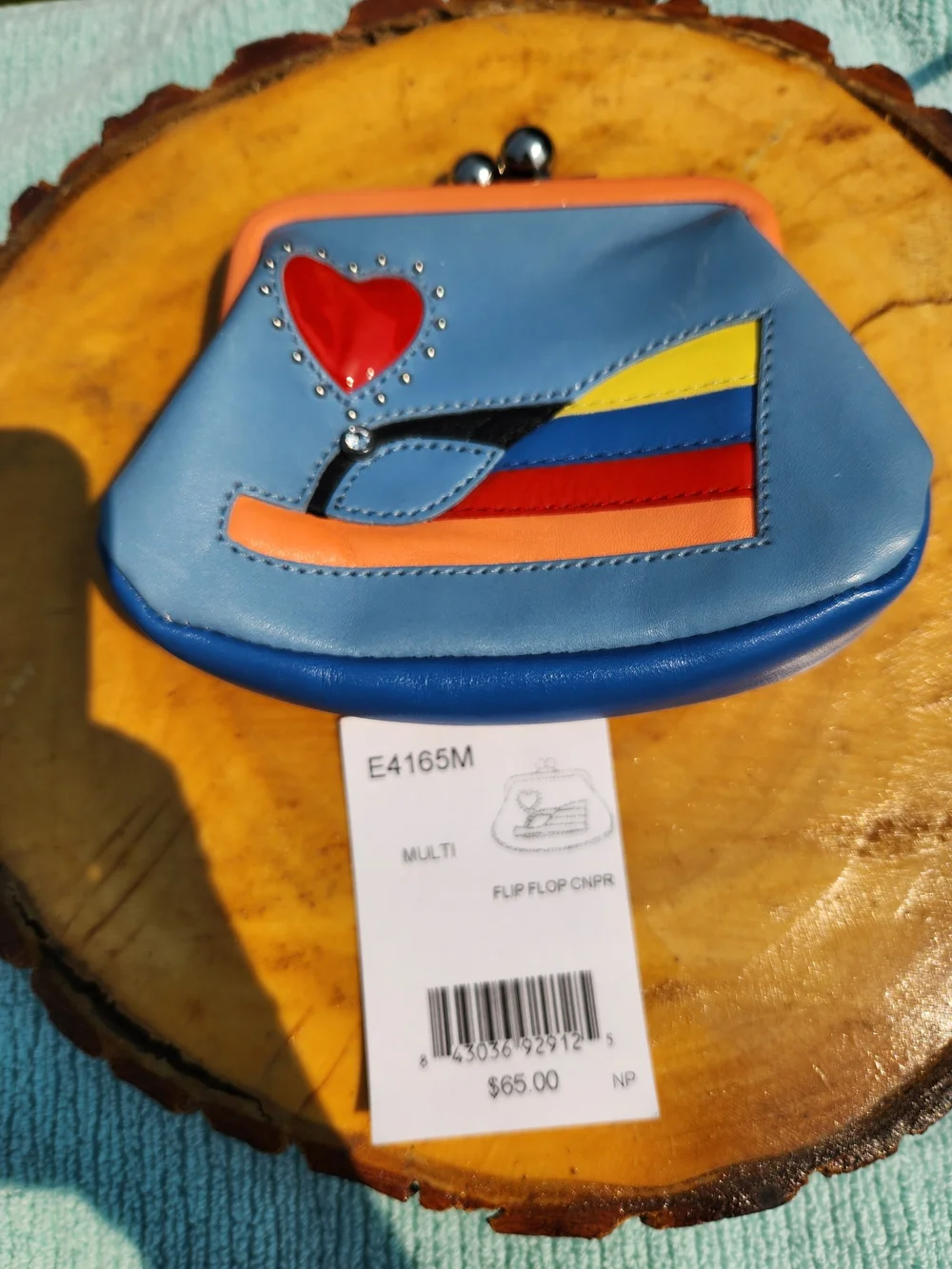 Brighton Leather Flip-Flop Kiss-Lock Coin Purse - Picture 5 of 5